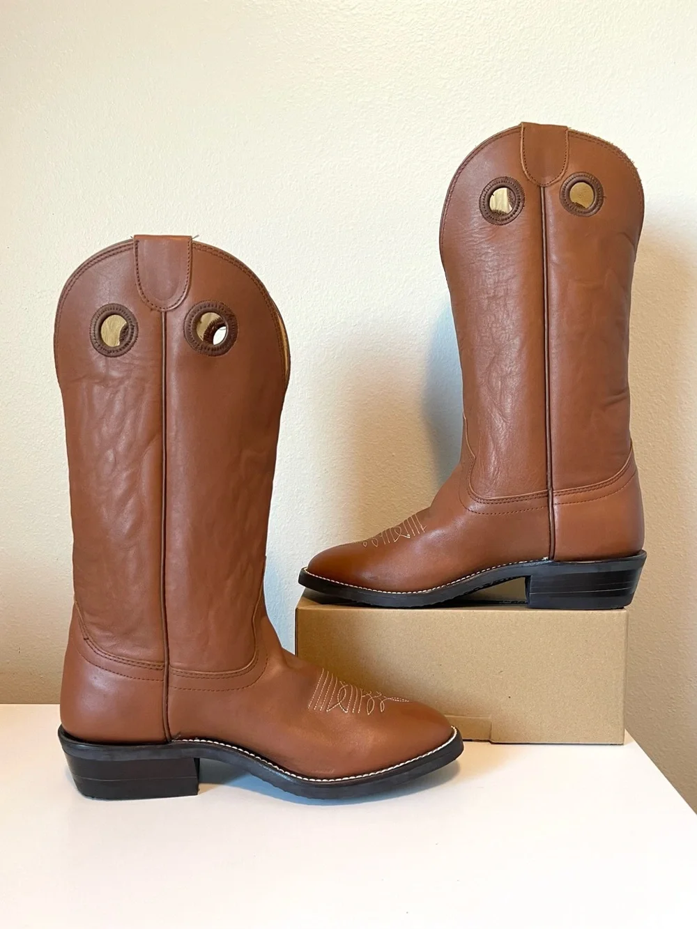 NWT Hondo Pride Collection Western Boots - Hand Crafted Natural Retan - Size 8EE